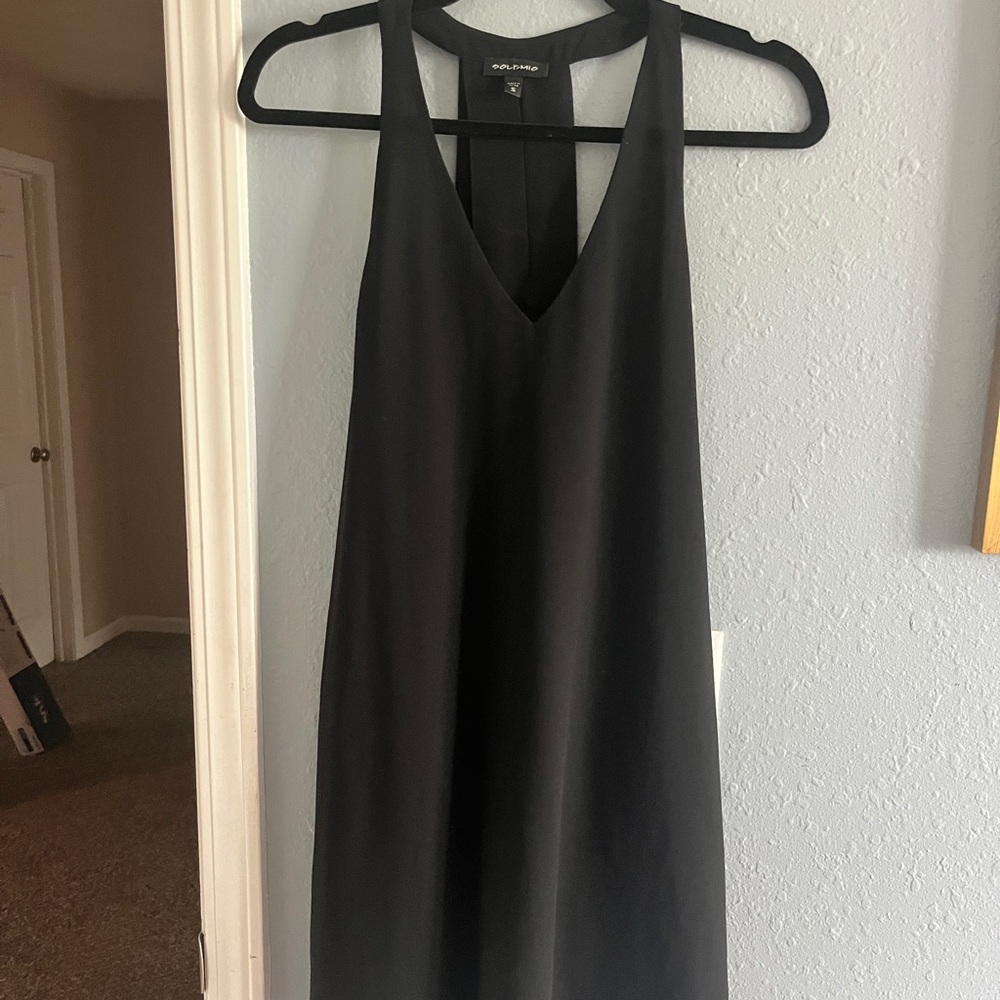 Solemio Black Backless Halter Sundress